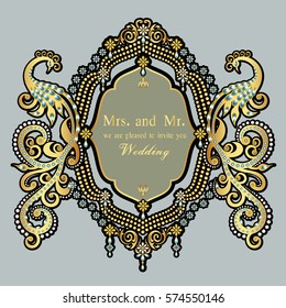 Vintage invitation and wedding cards. Template frame. Perfect cards for any other kind of design, birthday and other holiday, medallion, india, arabic

