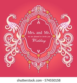 Vintage invitation and wedding cards. Template frame. Perfect cards for any other kind of design, birthday and other holiday, medallion, india, arabic
