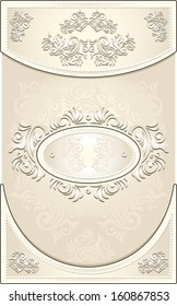 Vintage Invitation or Wedding frame or Congratulation or label with Floral background in light color