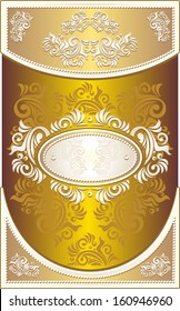 Vintage Invitation or Wedding frame or Congratulation or label with Floral background in gold color