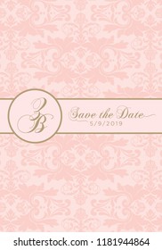 vintage  invitations, damask pattern background