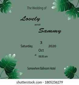 vintage invite with big leaf