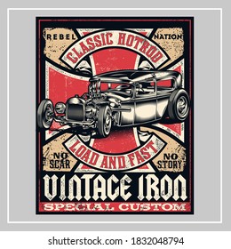vintage iron hotrod graphic  illustrator