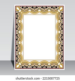 Vintage islamic Cover, brochure design. Vector decorative frame. Elegant element for design template, place for text. Floral border.