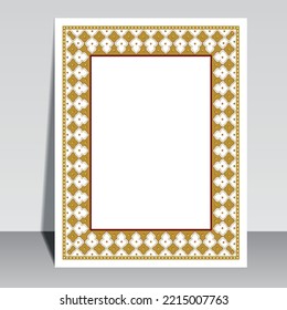 Vintage islamic Cover, brochure design. Vector decorative frame. Elegant element for design template, place for text. Floral border.
