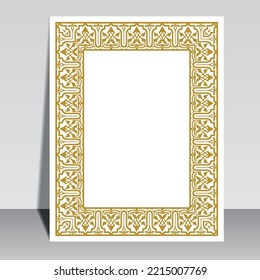 Vintage islamic Cover, brochure design. Vector decorative frame. Elegant element for design template, place for text. Floral border.