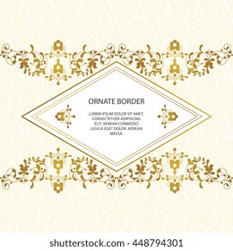 Vintage islamic style brochure.Vector decorative frame. Elegant element for design template, place for text.Floral border. Lace decor for birthday and greeting card, wedding invitation.