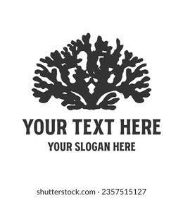 Vintage Isolated Ocean Coral Reef Silhouette Icon Illustration Vector