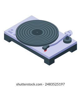 Vintage isometric vinyl turntable illustration with retro style and analog sound for dj equipment and music graphic design collection