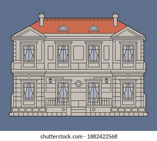 Vintage italian or french chateau house, vector illustration