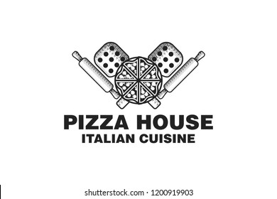 vintage italian pizza logo Designs Inspiration Isolated on White Background
