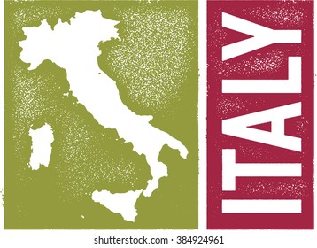 Vintage Italy Country Map