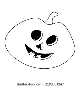 Vintage jack-o-lantern Halloween pumpkins on white background. The main symbol of the Happy Halloween holiday. Hand drawn black doodle sketch outline. Vector illustration.