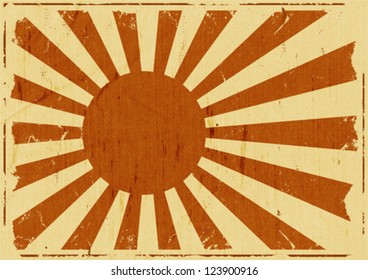 Vintage Japan Flag Landscape Background/ Illustration of a retro vintage japanese flag background poster, symbol for the country of the rising sun