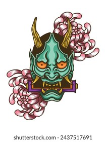 Vintage Japanese Culture Mecha Samurai Devil Monster Illustration Design Logo