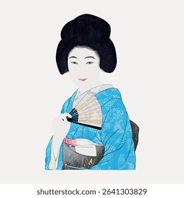 Vintage Japanese woman, vintage vector element. 