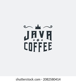 vintage java coffee log vector design template with typography and retro styles isolated on white background. 