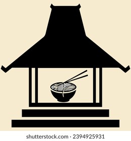 Vintage Javanese Noodle Shop design with Joglo Style vector