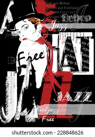 Vintage Jazz Poster Background. Vector illustration.