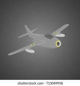 Vintage jet fighter vector illustration. Old fighter plane.