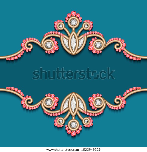 Vintage jewelry frame with ornamental flourish\
border, vector jewellery vignette for save the date card or\
celebration party announcement, luxury decoration in ethnic style.\
Place for text.