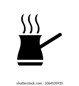 Vintage jezva for coffee. simple black eating icon Can be used as web element, eating design icon Turks with coffee. Dishes. icon on white background