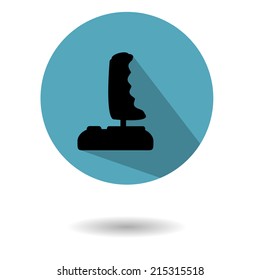 Vintage joystick of 80th in the form of flat icon on a white background with shadow