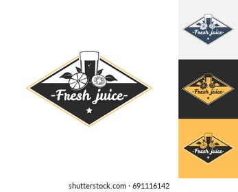 Vintage juice logo design template. Vector logotype elements, Icons, Symbols, Retro Labels, Badges and Silhouettes. Vector illustration