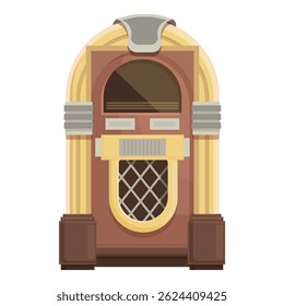 Vintage jukebox illustration with 1950s style, retro music player, colorful flat design, and nostalgic vintage entertainment concept