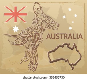 vintage kangaroo, Australia print design