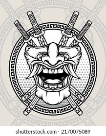 Vintage Katana Mask. Premium vector