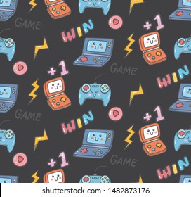 Vintage Kawaii video game seamless background