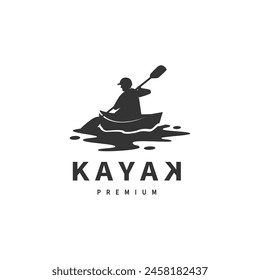 vintage kayak boat logo design illustration