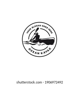 vintage kayak circle emblem logo, vector