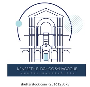 Mumbai’s vintage Keneseth Eliyahoo Synagogue - Stock Illustration as EPS 10 File