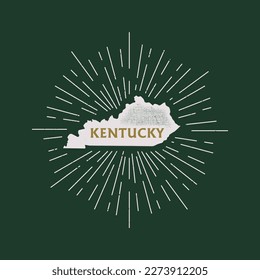 Vintage Kentucky, USA map with grunge texture and emblem. Kentucky vintage print for t-shirt. Trendy Hipster design. Vector illustration