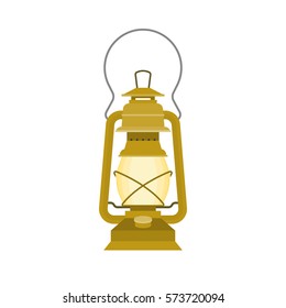 vintage kerosene glass lamp, flat design vector