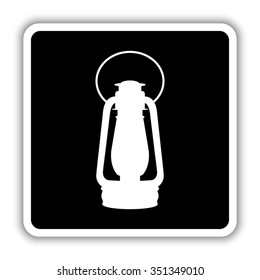 Vintage kerosene lamp - black vector icon