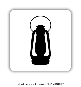 Vintage kerosene lamp  - black vector icon