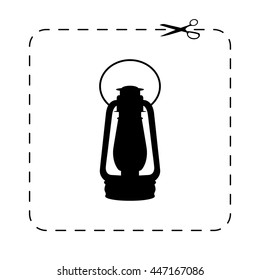 Vintage kerosene lamp  - black vector icon