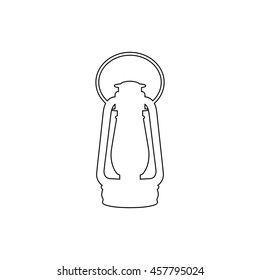 Vintage kerosene lamp  - black vector icon