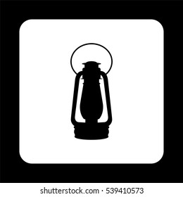 Vintage kerosene lamp  - black vector icon
