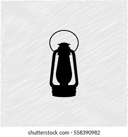 Vintage kerosene lamp -  black vector icon