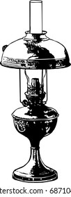 Vintage  kerosene lamp. Isolated on white background. Hand drawn vector illustration.