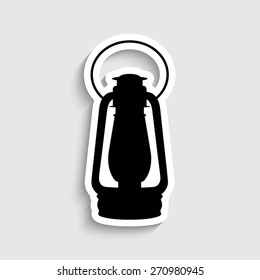 Vintage kerosene lamp  - vector icon