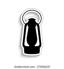 Vintage kerosene lamp  - vector icon