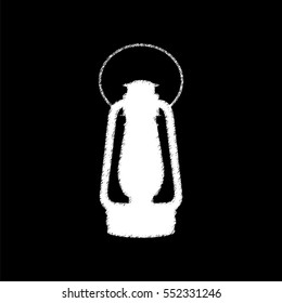 Vintage kerosene lamp - white  vector icon