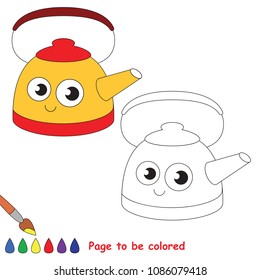 Vintage Kettle to be colored, the coloring book for preschool kids with easy educational gaming level.