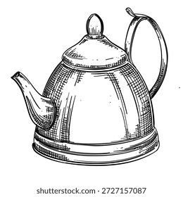 Vintage chaleira vetor linha arte mão desenhado ilustração