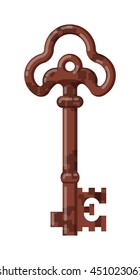Vintage key antique door key isolated on white background